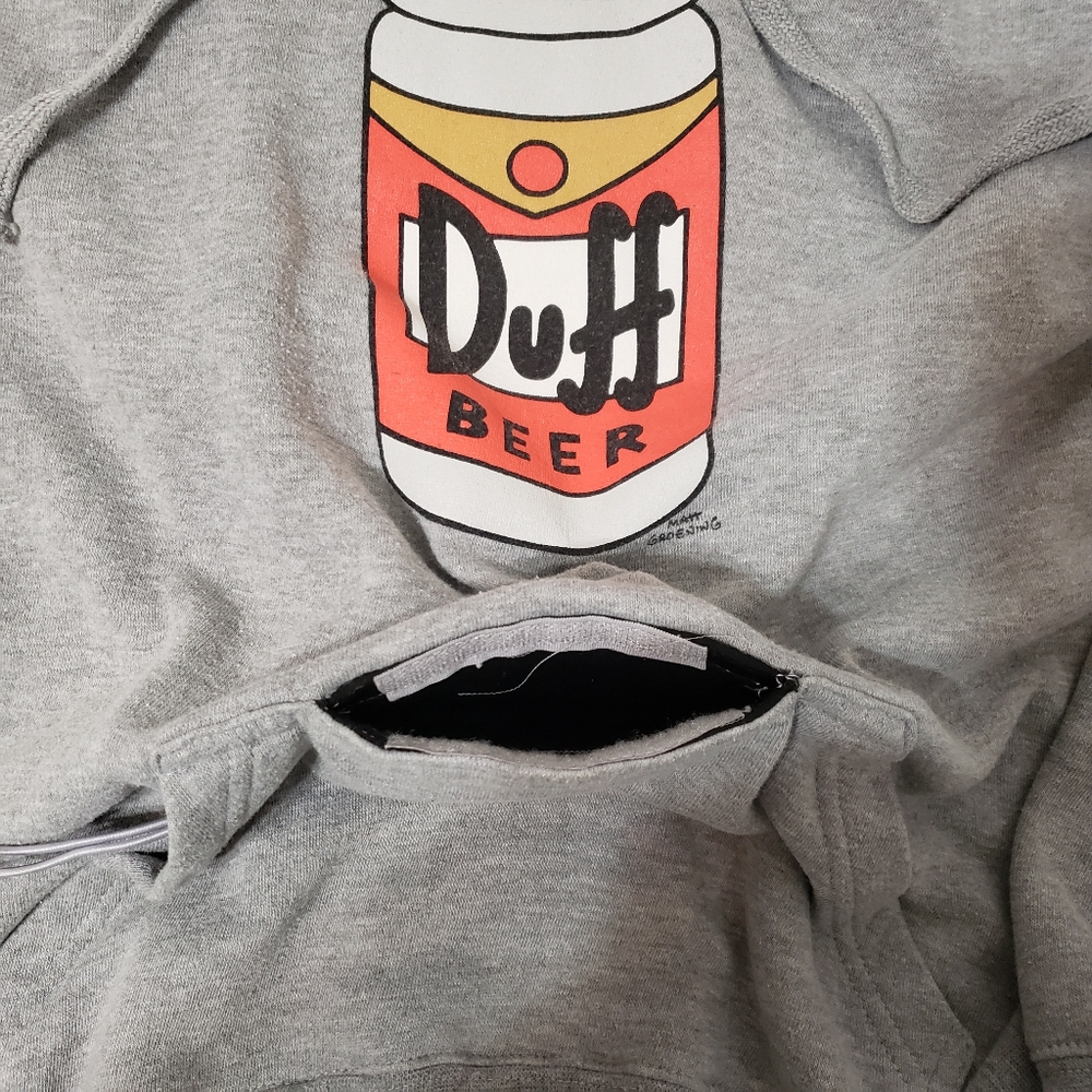 Simpsons Duff Beer Hoodie Sweater Sweatshirt pullover Men's medium gray - Picture 3 of 5